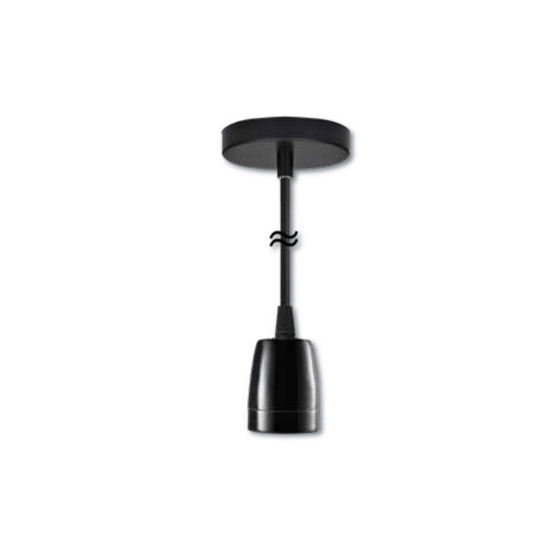 Suspension E27 porcelaine noire 2m de câble