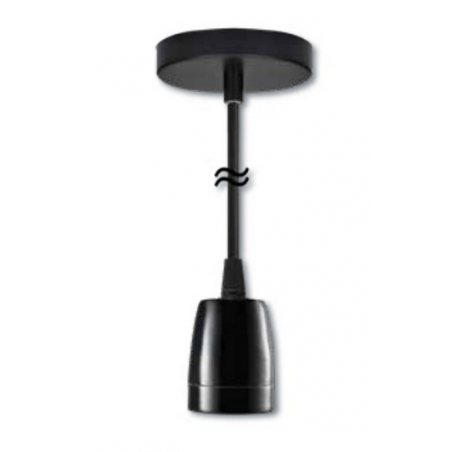 Suspension E27 porcelaine noire 2m de câble