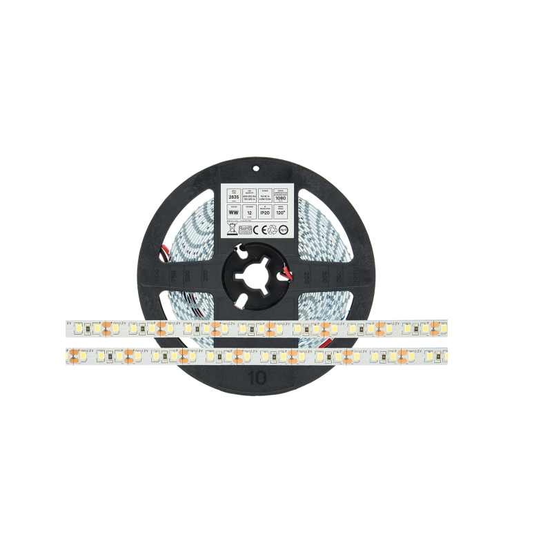 Ruban LED 9.6W/m 12V Blanc chaud IP20 5m